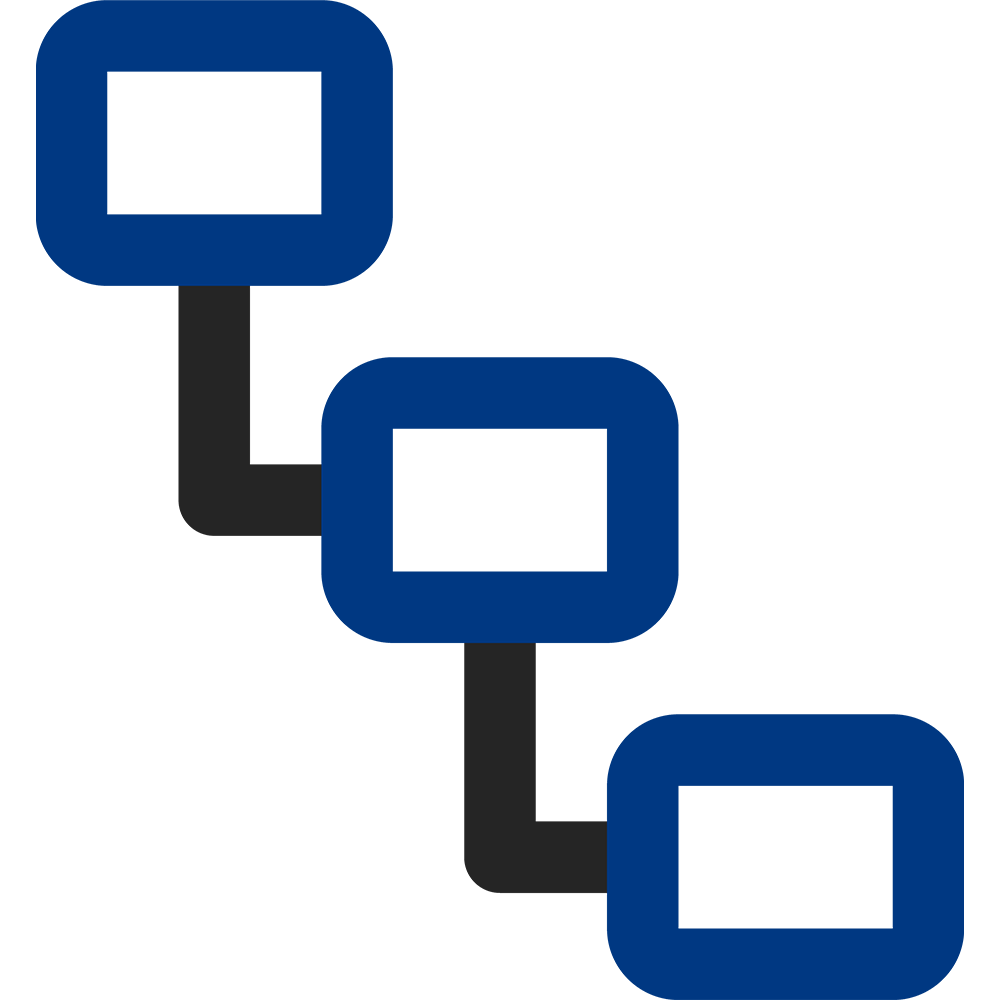 Icon, das den Workflow des AI VERGABEMANAGERS darstellt.